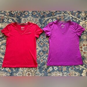 Nike dri fit regular fit v neck short sleeve tops lot of 2